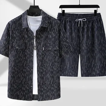 Лятна мъжка риза с къси ръкави размер плюс 11XL, пятиточечные шорти свободно, намаляване, бизнес мъжки комплекти от две части размер оверсайз 10XL 9XL