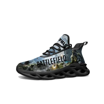 Маратонки на равна подметка Battlefield игра с анимационни играта, мъжки, дамски спортни маратонки за тийнейджъри, висок клас модни обувки дантела, зашити на поръчка