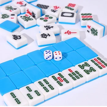 Мини Mahjong Преносима игра за пътуване Китайски Маджонг Набор от малки размери Mahjiang Tiles игра на Карти