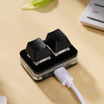 Мини RGB клавиатура USB 2 клавиши за Копиране и поставяне на макропрограммирование Механична клавиатура с подсветка Детска мини-клавиатура за поръчка