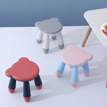 Многофункционален сгъсти детски пластмасов нескользящий стол за дома и детската градина с хубави анимационни мечка