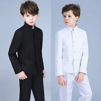 Модерен костюм за момче от 2 теми с яка-часова, однобортный костюми, всекидневни официална сватба смокинг, детски дрехи, сако за момчета, панталони
