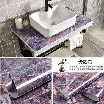 Модерна 3d кухня облицована с Мрамор за контакт хартия PVC стикери за стена Етикети на плота на мраморно кабинет самозалепващи водоустойчиви тапети