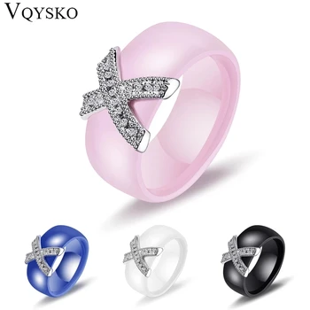 Модни бижута, женски пръстен с кристал ААА, 8 мм, керамични пръстени с кръста за жените, аксесоари за сватбени партита, подарък дизайн