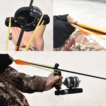 Мощна прашка за стрелба по риба с поставка за стрели Многофункционален набор от катапульт за лов на открито със стрели и колелото за риба
