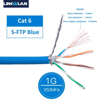 Мрежов кабел CAT6 S-FTP оптична съединения непреработена кабел AWG26 с многожильными многожильными медни проводници LSOH ХАЛОГЕННИ обвивка