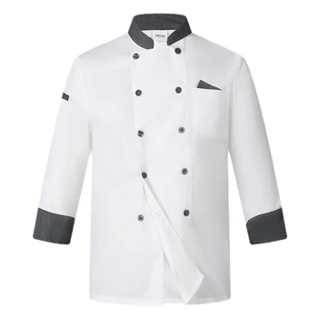 Мъжки Дамски поварская яке унисекс, двубортное палто готвач, яка-часова, униформи за кухнята на ресторанта, хотела с дълъг ръкав