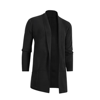 Мъжки дълъг яке-жилетка с качулка, ретро дълъг ръкав, отворен отпред, ретро пънк, ветрозащитный жилетка, палто, приталенная hoody с качулка, hoody