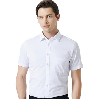 Мъжки ежедневното рокля, риза с къси ръкави, лятна бяла синя розова черна мъжка риза обичайните размери, мъжки ризи за комуникация, офис / работно облекло