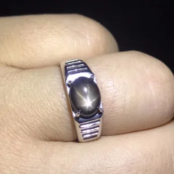 Мъжки пръстен с естествен сапфир starlight star line, атмосферата добър дизайн, пръстен на пръста от сребро 925 проба, номер на пръстена може да се коригира