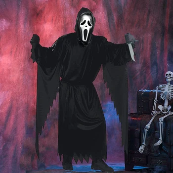 Наперен костюм на призрак на лицето, страшен костюм на призрак за cosplay на Хелоуин с маска за лице, аксесоари за маскарадной партита