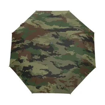 Напълно автоматичен преносим камуфляжный чадър, мъжки ветрозащитный трикуспидалната женски чадър от дъжд, чадър за пътуване на открито