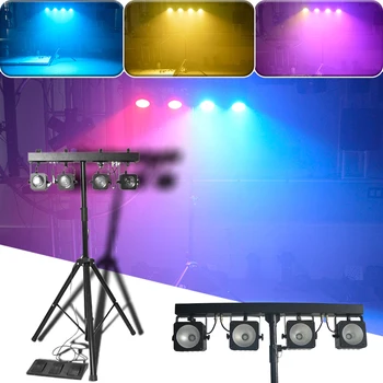 НОВ 100 W COB Effect LED Par Kit 12x1 W RGB Одноцветный LED Тънък Плосък Par Лампа S Със Светлинна Стойка DMX Strobe Laser DJ Disco