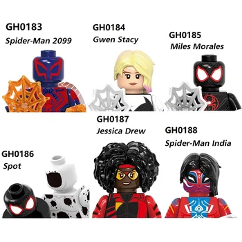 Нов G0124 Набор От Супер Герои Спайдърмен Гуен Спот Строителни Блокове Мини Фигурки Играчки