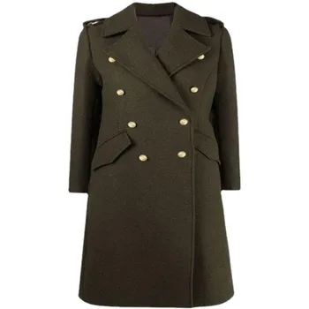 Нов прием на зимните эполеты в стил милитари палто, вълнена дамски модни двубортная тънка дълга горна дреха от вълна смесовой
