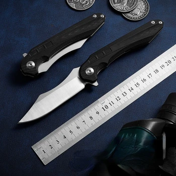 Нов сгъваем нож от стомана D2, остър ловен нож с висока твърдост, нож за самозащита, оцеляване, къмпинг, риболов, преносим уличен нож