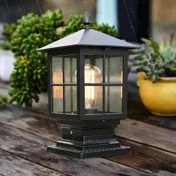 Нов уличен лампа на колумб, ретро черен фенер, градинска ограда, лампа на колумб, водоустойчив