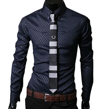 Нова луксозна мъжка риза Argyle в бизнес стил, приталенная, мека, комфортна, приталенная, ежедневни риза с дълъг ръкав, подарък за мъже