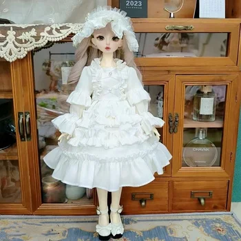 Нова стилна бяла пола, рокля на принцеса за момиченца с мечка 1/3 1/4 1/6, комплект дрехи за кукла Blythe, диадема