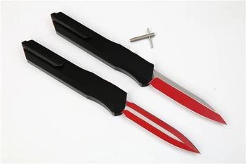 Новият нож за оцеляване на открито с нож D2, червен плосък плъзгаща се алуминиева дръжка, инструмент за оцеляване EDC, джобен нож за къмпинг