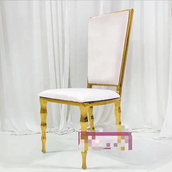 ново дизайнерско кресло с овална облегалка от неръждаема стомана, изкуствена кожа, за сватбени събития