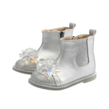 Новост; сезон есен-зима; кадифе, зимни обувки за момичета; кожа обувки с кристални панделки; топли обувки; нескользящие размери 23-32