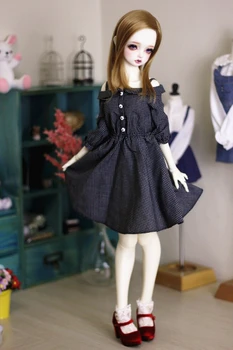 Облекло за кукли BJD 1/4 1/3 MSD SD DOD модно памучно рокля в клетката, риза на подтяжках в британски стил