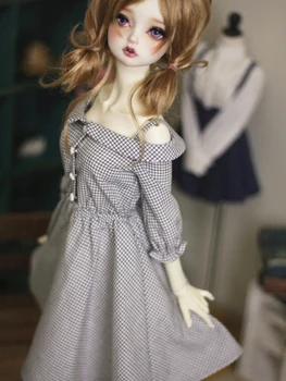 Облекло за кукли BJD 1/4 1/3 MSD SD DOD модно памучно рокля в клетката, риза на подтяжках в британски стил