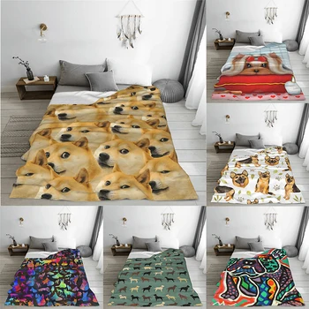 Одеало за легло с шарките на Doge WOW, Shiba-Ин, Догго, куче, мем, фланелевое одеяло, фланелевое одеало, одеала за кондициониране на въздуха