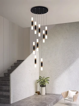 Окачен лампа за съвременната стълби, led двустепенна лампа за дневна в тавана, тавана лампа, окачена лампа в лобито на хотела