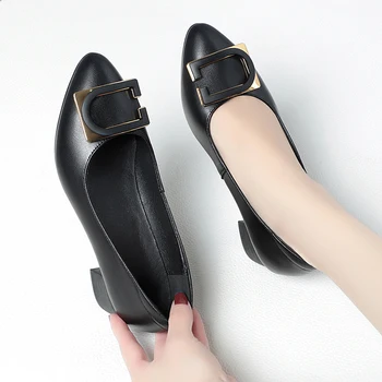 Офис обувки DIMANYU, дамски обувки за пътуване до работа, новост 2023 г., нескользящая дамски пролетно обувки на среден ток, по-големи размери 41, 42, 43, женски модел обувки