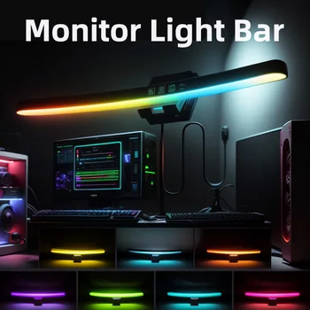 Панел за осветяване на монитора, настолни лампи, led панел, панел подсветка PC монитор с RGB подсветка, безстепенно регулиране на яркостта, компютърен led екран, висящи лампи
