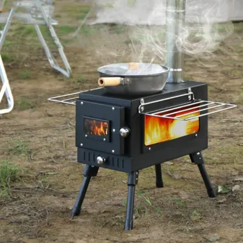 Печка за кемпинговой палатки Tryhomy Преносима плоча от неръждаема стомана, обогревающая палатка печка на дърва, сгъваема плоча за барбекю за пикник