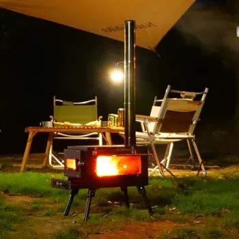 Печка за кемпинговой палатки Tryhomy Преносима плоча от неръждаема стомана, обогревающая палатка печка на дърва, сгъваема плоча за барбекю за пикник