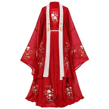 Плюс размер 2XL, женски китайски луксозен традиционен женски костюм за cosplay Hanfu, черно-бяла рокля Hanfu за жени, оверсайз
