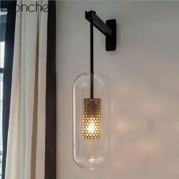 Постмодернистские стъклени стенни лампи, скандинавски led стенни аплици за баня, спални, домашно осветление, кухненски лампи, лампа E14