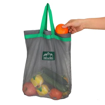 Преносима мрежа чанта за пазаруване, голям куха чанта за пазаруване с плодове, висящ джоб за съхранение на кухненски аксесоари, контейнер за пазаруване