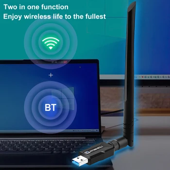Приемник-предавател Wi-Fi На 2,4 G /5,8 G двухдиапазонная безжична мрежова карта USB, съвместима с Bluetooth 5.1 за настолни КОМПЮТРИ и лаптопи