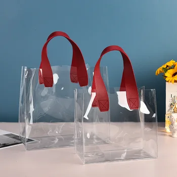 Прозрачната чанта, изработена от PVC-голям капацитет, прозрачна сватбената чанта за бонбони, чанта за пазаруване, подарък чанта, модерен портативна найлонова чанта за съхранение