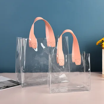 Прозрачната чанта, изработена от PVC-голям капацитет, прозрачна сватбената чанта за бонбони, чанта за пазаруване, подарък чанта, модерен портативна найлонова чанта за съхранение