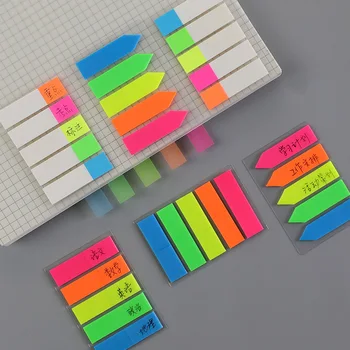 Прозрачни флуоресцентни указателни разделите квадратчета със стрелки, за домашни любимци Лепкава бележка за оформление на страници, етикети за проектант на Офис Училище