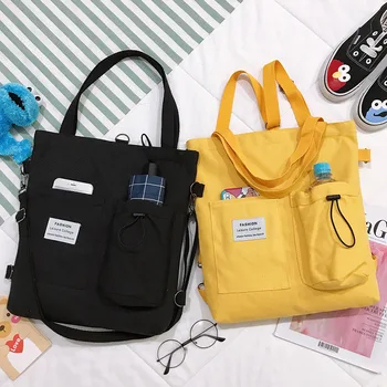 Проста жена предпоставка холщовая чанта с принтом хубава мечка, чанти, японската литературна чанта през рамо, ежедневна чанта за пазаруване, чанта за момичета