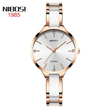 Прости дамски ръчни часовници NIBOSI, модни луксозни часовници с керамично гривната, женски творчески часовници за жени, Relogio Feminino