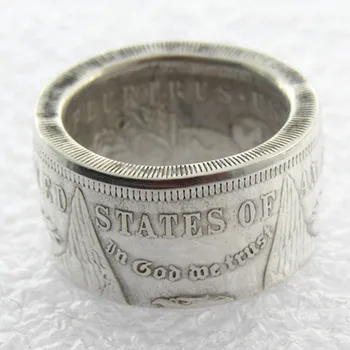 Пръстен с монета в долари Морган в САЩ от 90% сребро, ръчна изработка