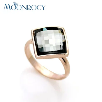 Пръстени с кристали цвят розово злато MOONROCY, квадратно акрилно сиво празнично пръстен за жени, подарък, дропшиппинг, модни бижута на едро