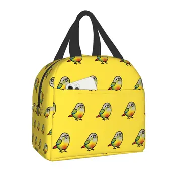 Пухлая ананасово-зелена чанта за обяд с изолация под формата на бузите, преносим термохолодильник Parrot Bird, на обяд-бокс за жени, детски училище