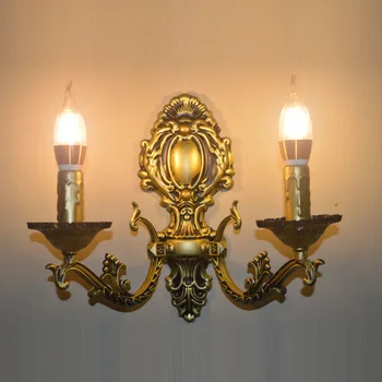 Реколта европейската железопътна свещ, бронз, с монтиран на стената лампа, начало декор, селски антики, направи си сам, алуминиева лампа E14, стенни аплици, лампа