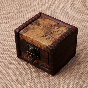 Ретро дървена кутия за съхранение на карти, калъф за бижута, копчета за Ръкавели, ракла, малък подарък A14_20
