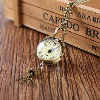 Ретро топка джобен часовник Стъкло Ретро стъклена купа римски часовник цифри джобен висулка Колие верига часовници за подарък за рожден ден