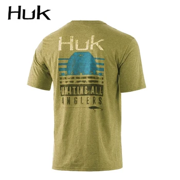 Риза за риболов HUK, градинска мъжка тениска с къс ръкав, дрехи за риболов UPF50, солнцезащитная дрехи, дишащи потници, облекло за риболов